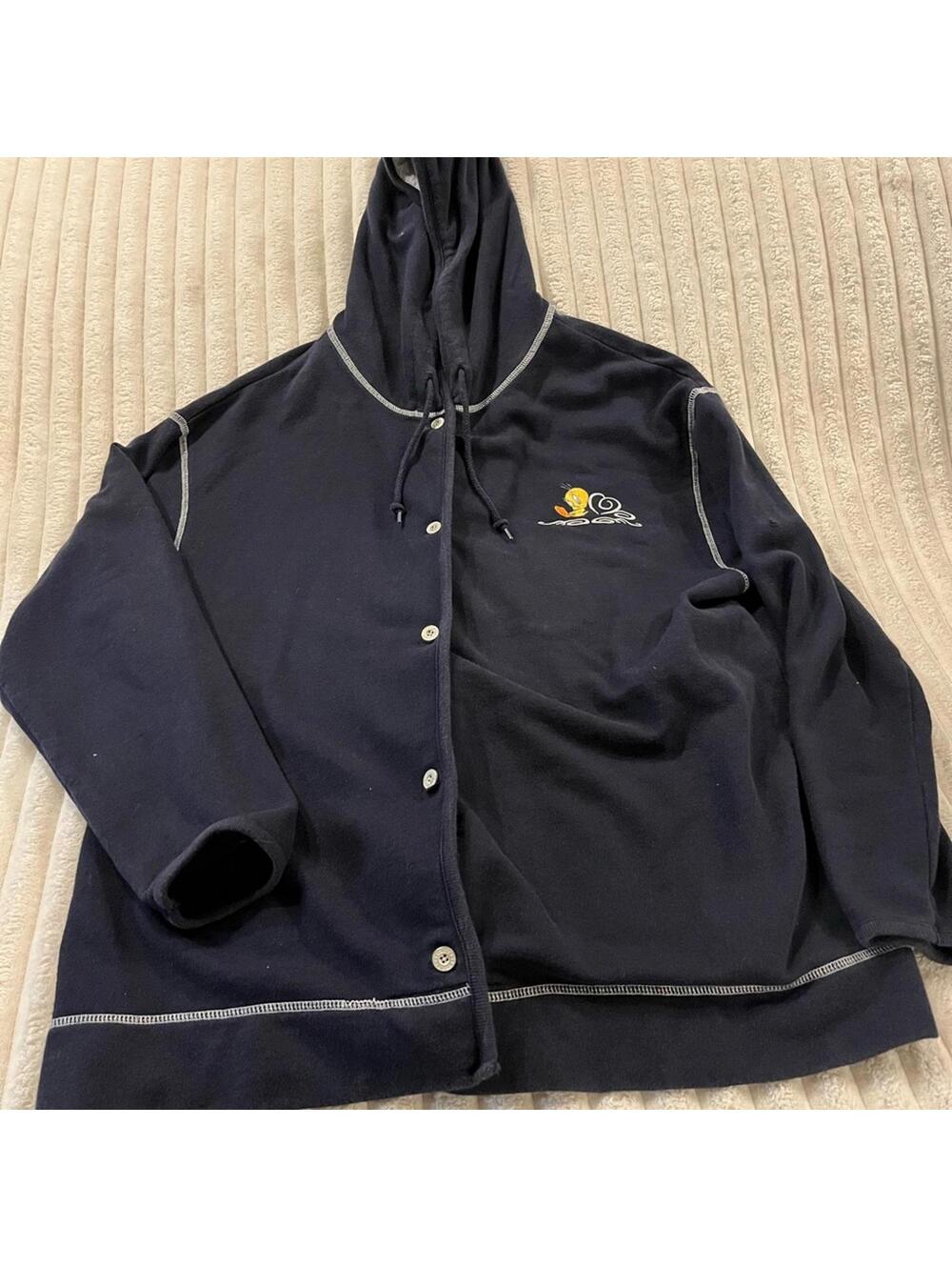 Vintage Hoodie Sweater Jacket with Twenty Bird Embroidered Womens Size XL